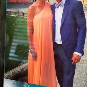 Elegant Peach One-Shoulder Dress